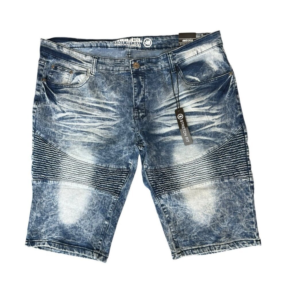 Vtg Mecca Denim Jean Shorts Mens 40 Stretch Fit Whiskering Y2K Hip Hop
